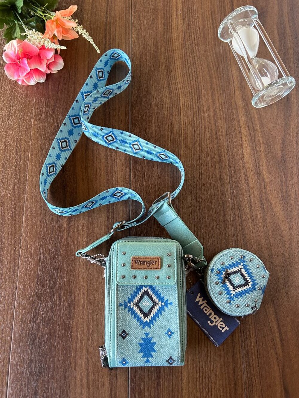 Wrangler Blue Crossbody Cell Phone Purse Cellphone Wallet with Coin Pouch